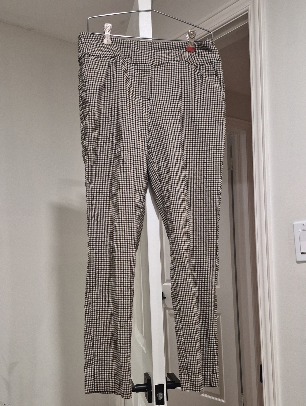 Women's Black & White Gingham Chinos